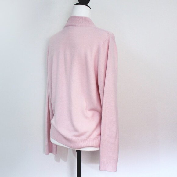 Pale Pink Beaded Sweater, Vintage Mock Turtleneck Long Sleeved Pullover - Picture 7 of 10